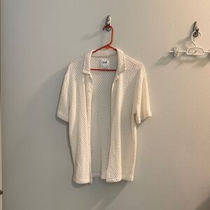 D&F Men's Cream Short-Sleeve Button-Down Shirt